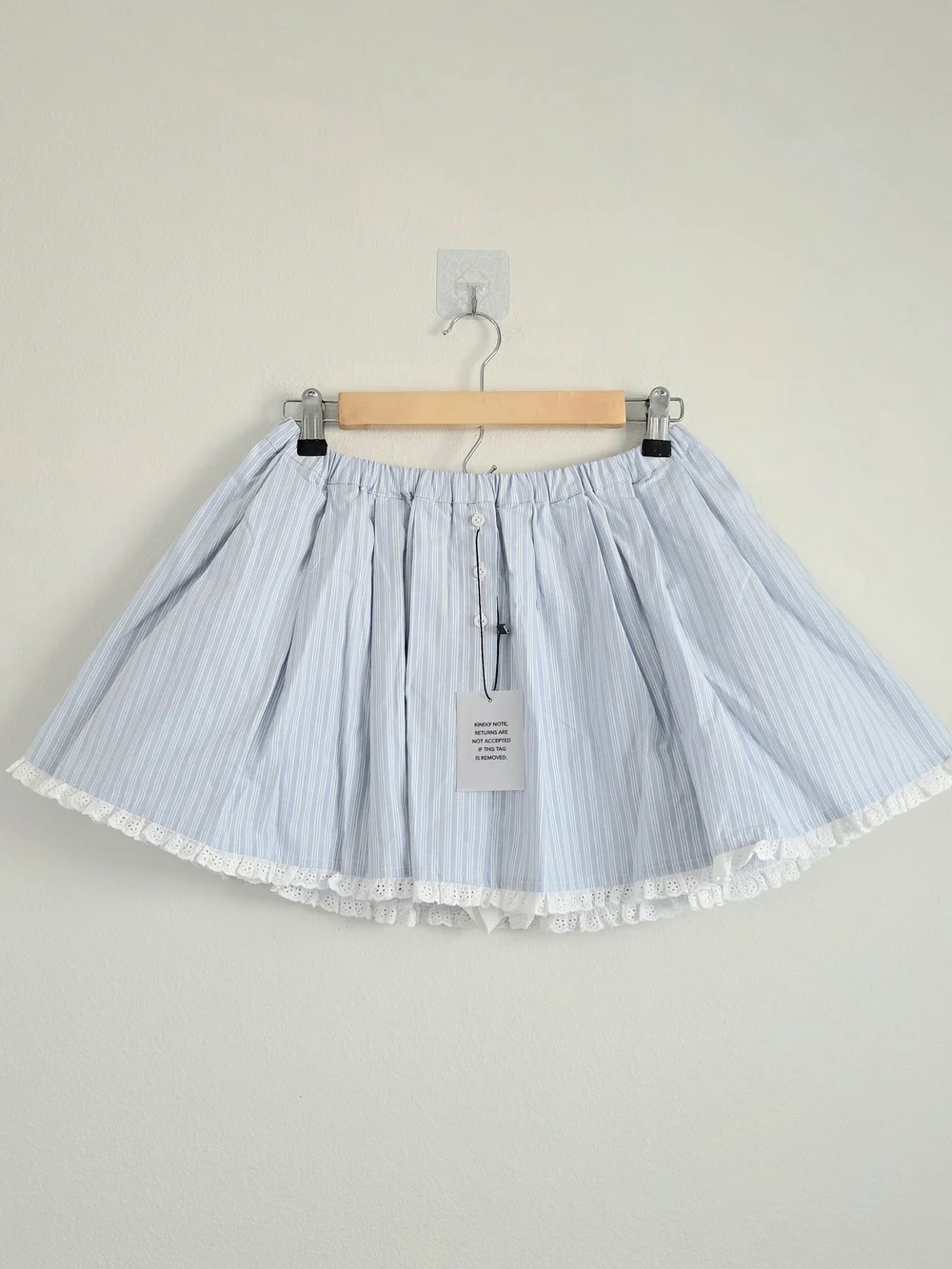 MAJORELLE Light Blue and White Striped Skirt Set with Lace Trim - Picture 4 of 10
